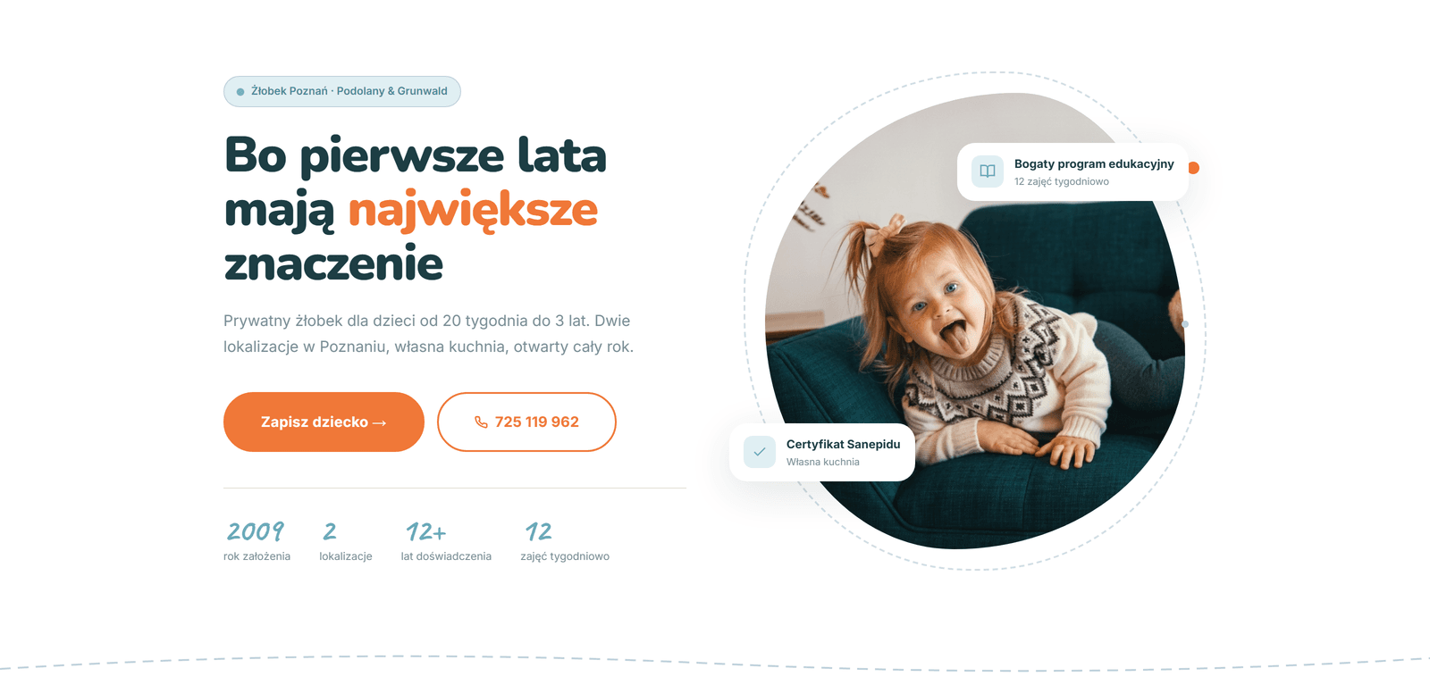 New website for a Poznań nursery — +190% visits and 5 new clients in 3 weeks